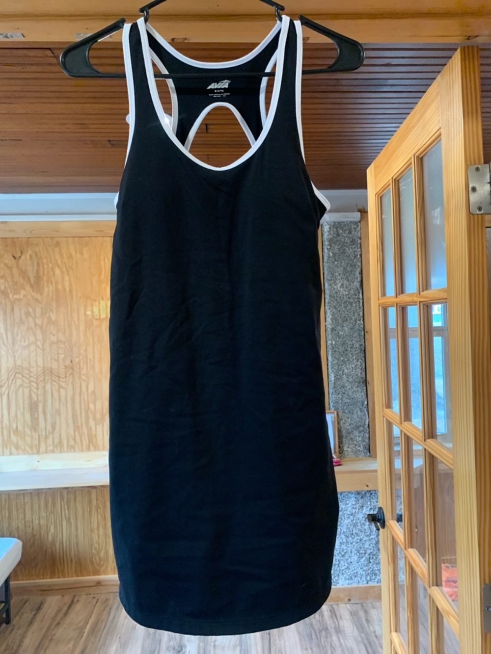 Women’s Avia Keyhole Back Black White Contrast Trim Mini Athletic Tennis Dress M